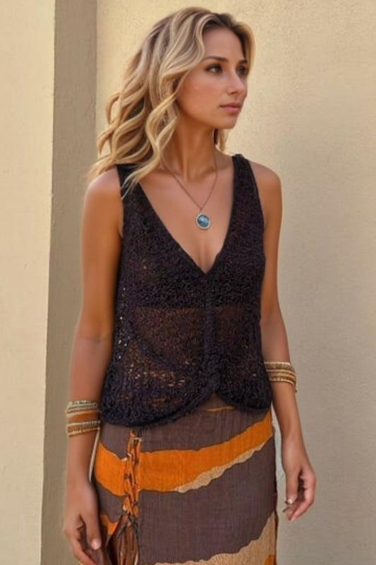 Openwork V-Neck Tank