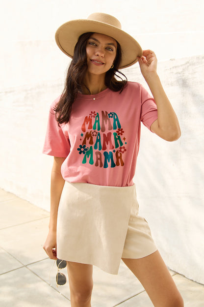 Simply Love Full Size MAMA Round Neck T-Shirt Dusty Pink