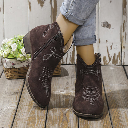 Block Heel Ankle Boots Chocolate