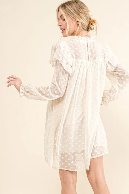 And The Why Ruffle Shoulder with Textured Woven Dress