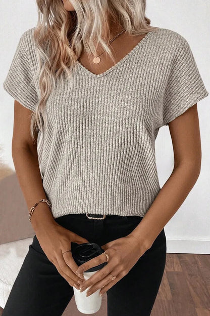 Back Bow Tie Ribbed Knit Top