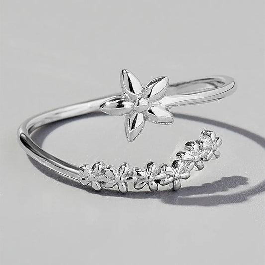 925 Sterling Silver Flower Ring Silver