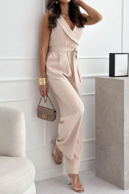 Surplice Sleeveless Wide Leg Jumpsuit