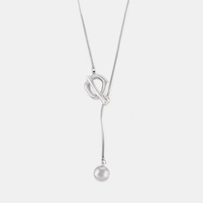 Stainless Steel Bead Necklace Silver One Size