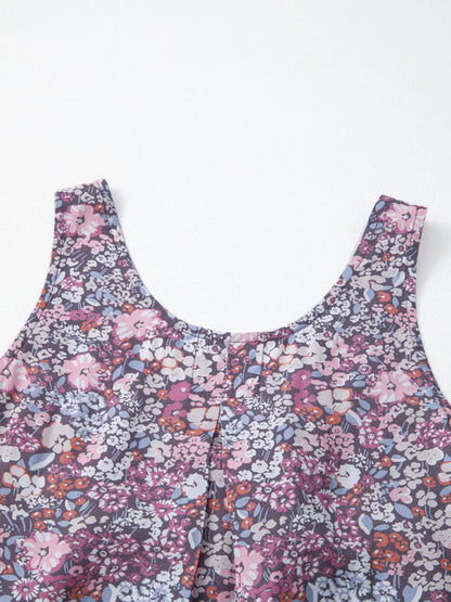 Floral Print Button Front Tank Top