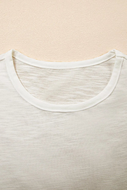Ruffled Round Neck Cap Sleeve Blouse