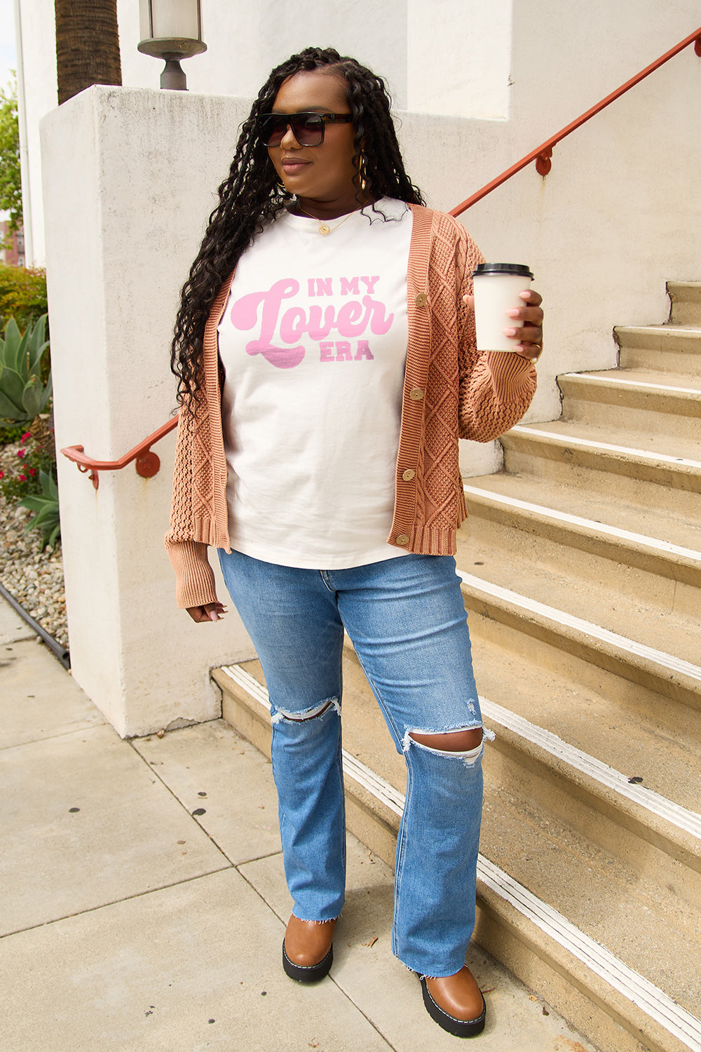 Simply Love Full Size IN MY LOVER ERA Round Neck T-Shirt White