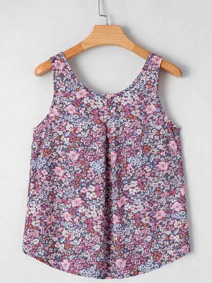 Floral Print Button Front Tank Top