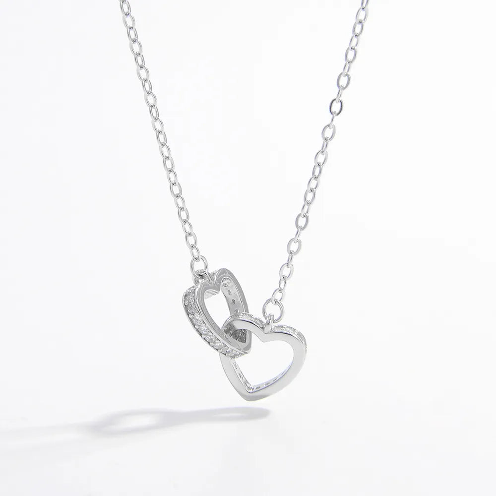 925 Sterling Silver Inlaid Zircon Heart Necklace Silver One Size