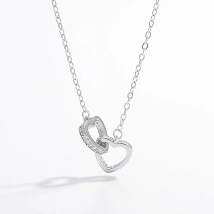 925 Sterling Silver Inlaid Zircon Heart Necklace Silver One Size