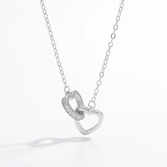 925 Sterling Silver Inlaid Zircon Heart Necklace Silver One Size