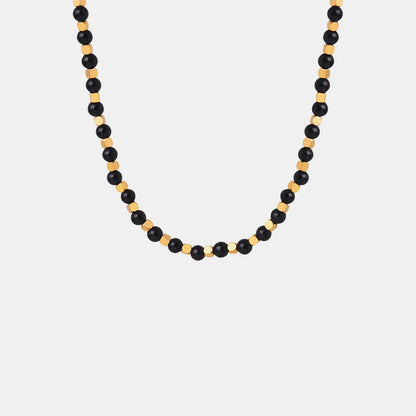 Agate Beaded Titanium Steel Necklace