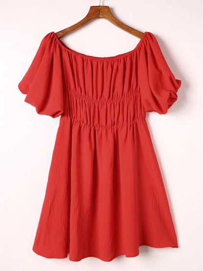 Off-Shoulder Puff Sleeve Mini Dress