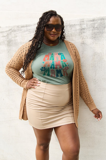 Simply Love Full Size MAMA Round Neck T-Shirt Sage