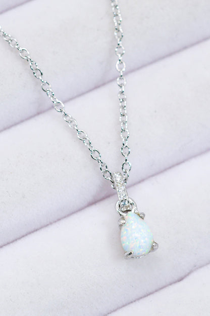 Opal Pendant 925 Sterling Silver Chain-Link Necklace Silver One Size