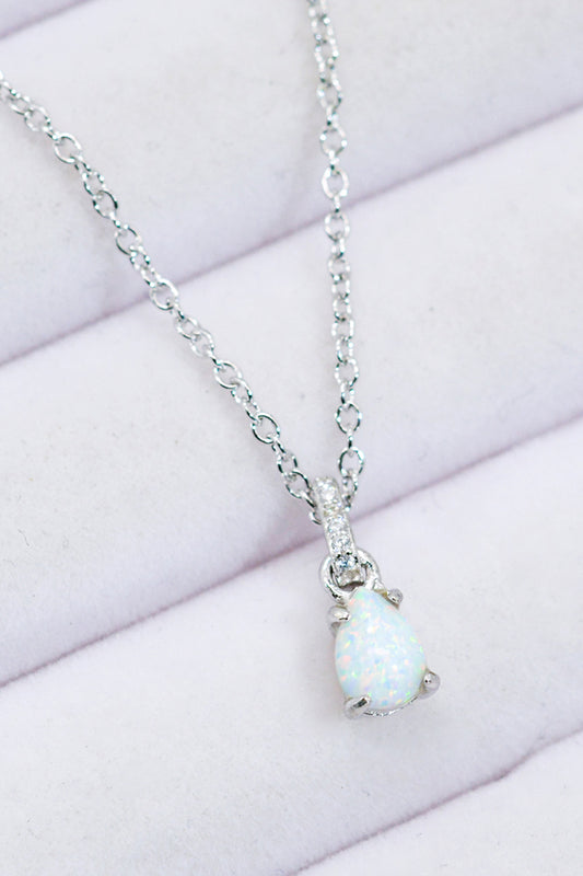 Opal Pendant 925 Sterling Silver Chain-Link Necklace Silver One Size