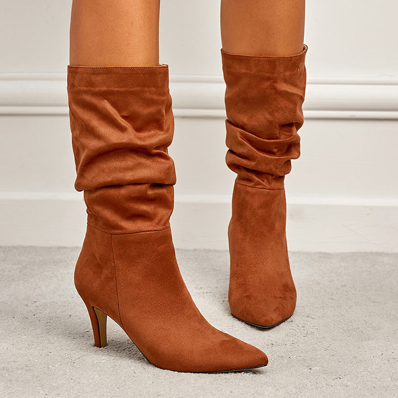Point Toe Stiletto Boots Brown