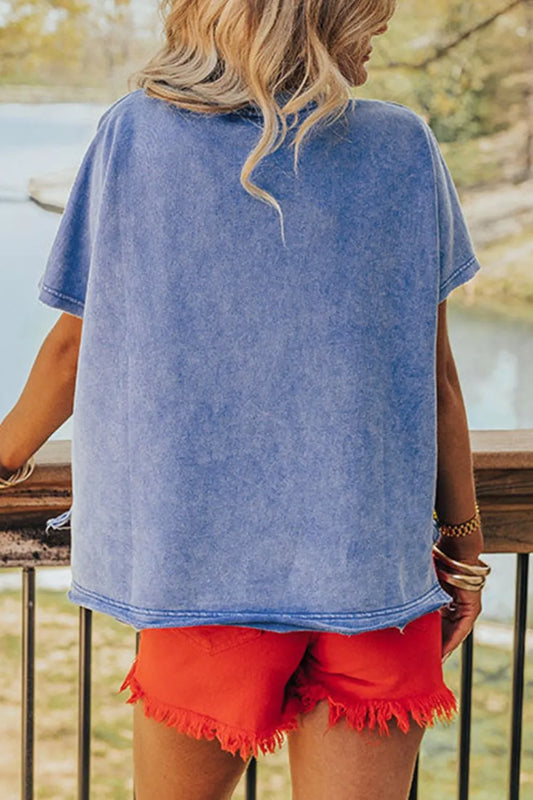 USA Patch Mineral Wash Notched T Shirt