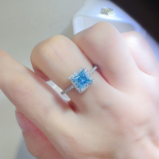 2 Carat Moissanite 925 Sterling Silver Square Shape Ring Silver