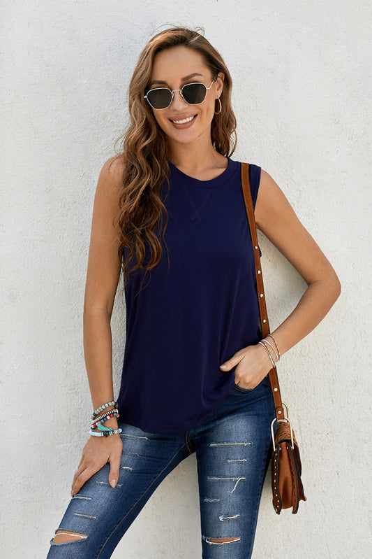 Round Neck Tank Dark Navy