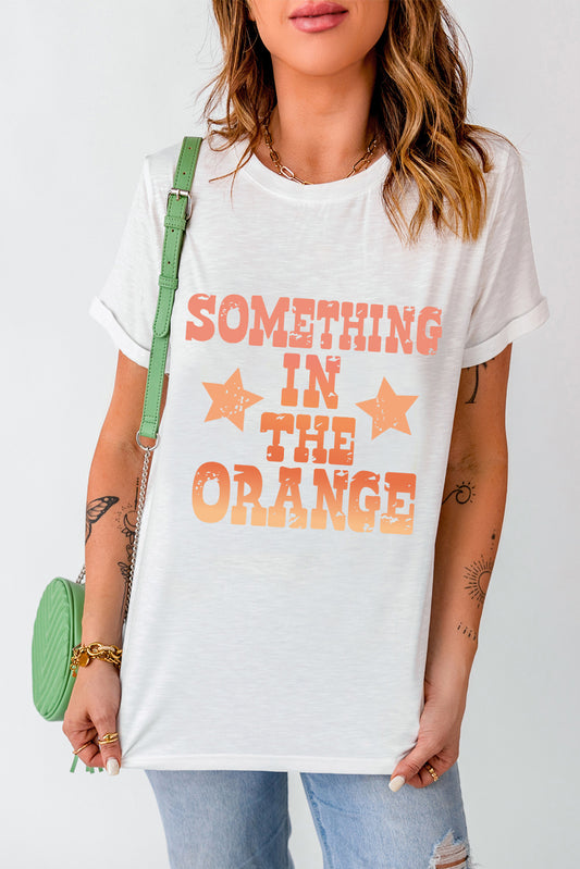 Letter Graphic Round Neck Short Sleeve T-Shirt White