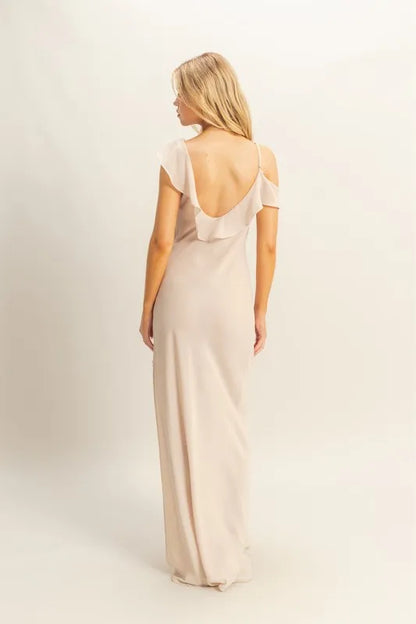 HYFVE Chiffon Ruffle Trim Midi Dress