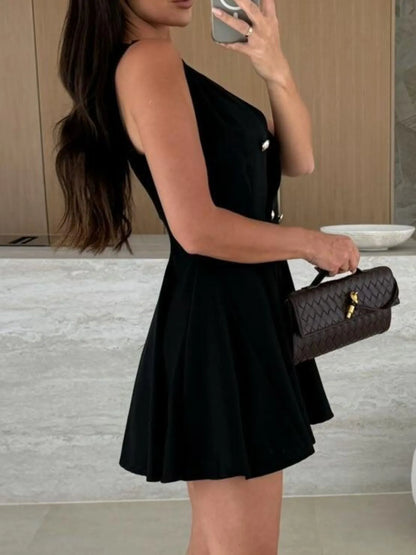 Sleeveless Double-Breasted Mini Dress