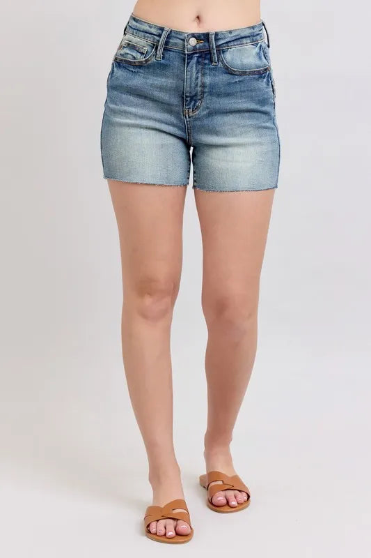 Judy Blue High Waist Star Seam Detail Denim Shorts MD