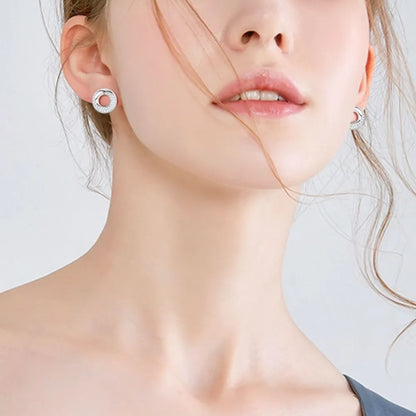 925 Sterling Silver Inlaid Moissanite Stud Earrings Silver One Size