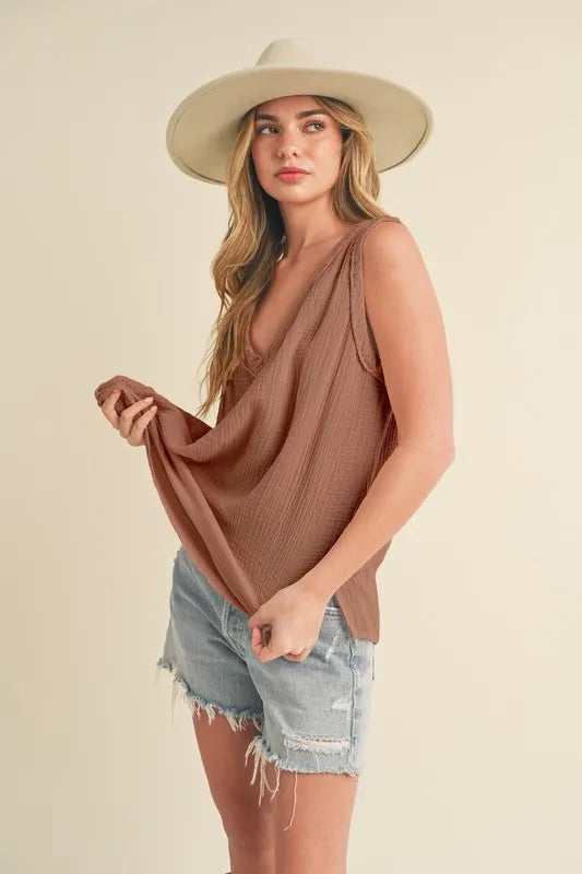 Aemi + Co V-Neck Wide Strap Tank