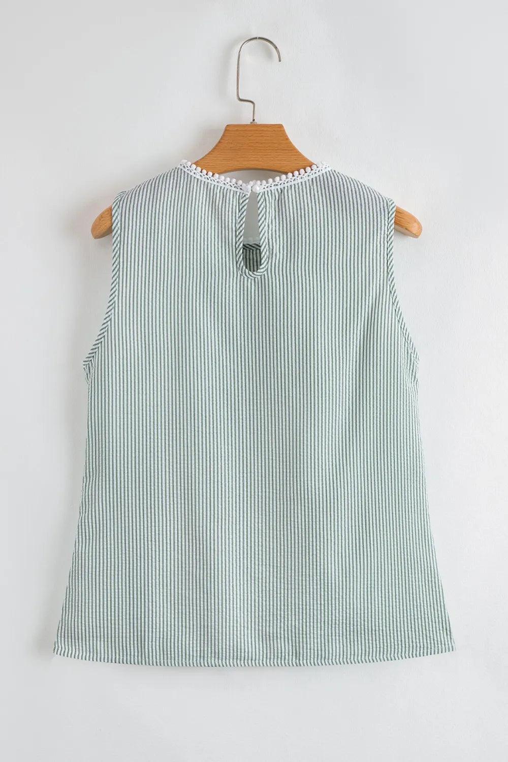 Striped Lace Trim Sleeveless Blouse