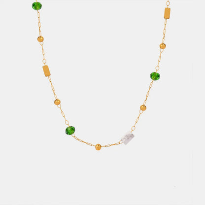 Titanium Steel Gold-plated Bead Necklace Style C One Size
