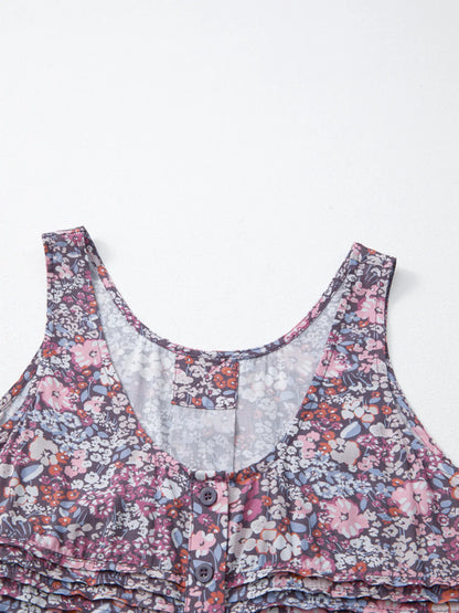 Floral Print Button Front Tank Top