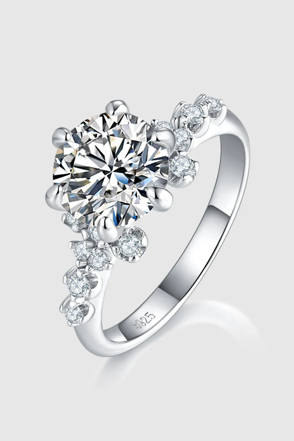 2 Carat Moissanite 925 Sterling Silver Ring Silver