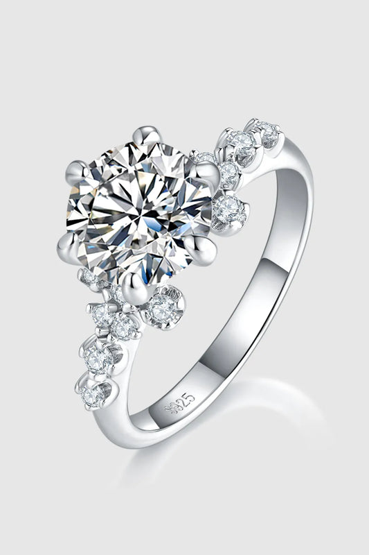 2 Carat Moissanite 925 Sterling Silver Ring Silver