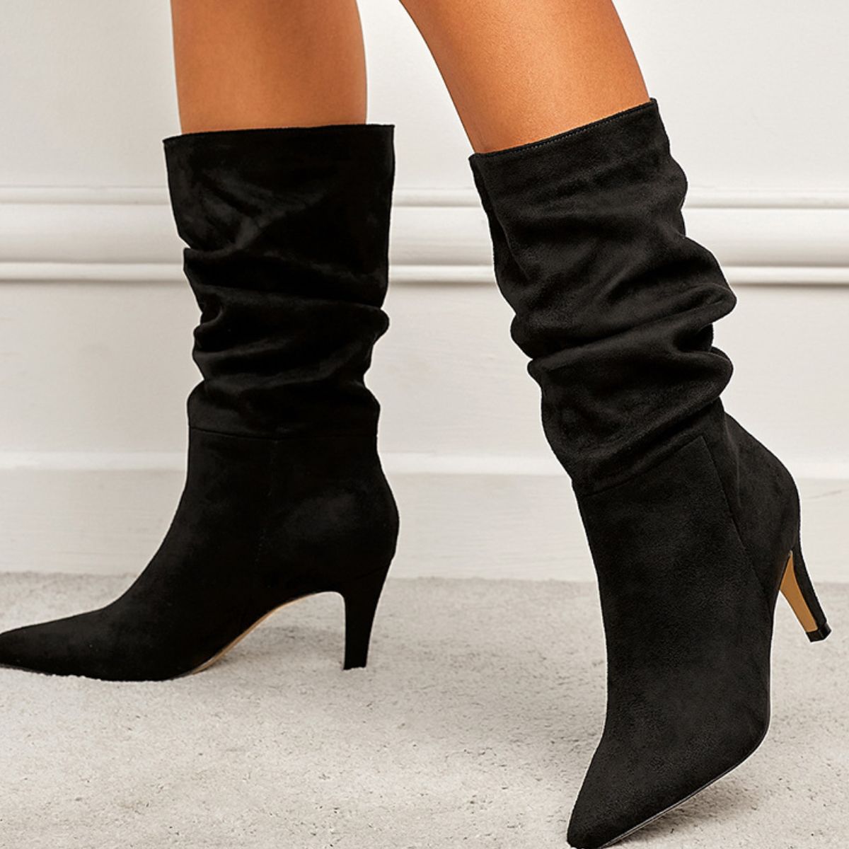 Point Toe Stiletto Boots Black
