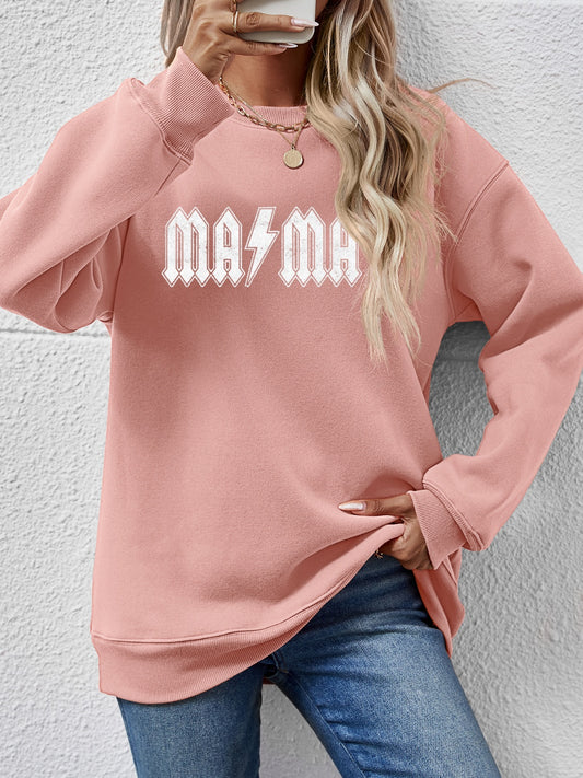 Letter Graphic Dropped Shoulder Sweatshirt Blush Pink