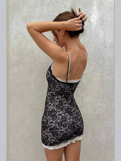 Lace Trim Cami Mini Dress