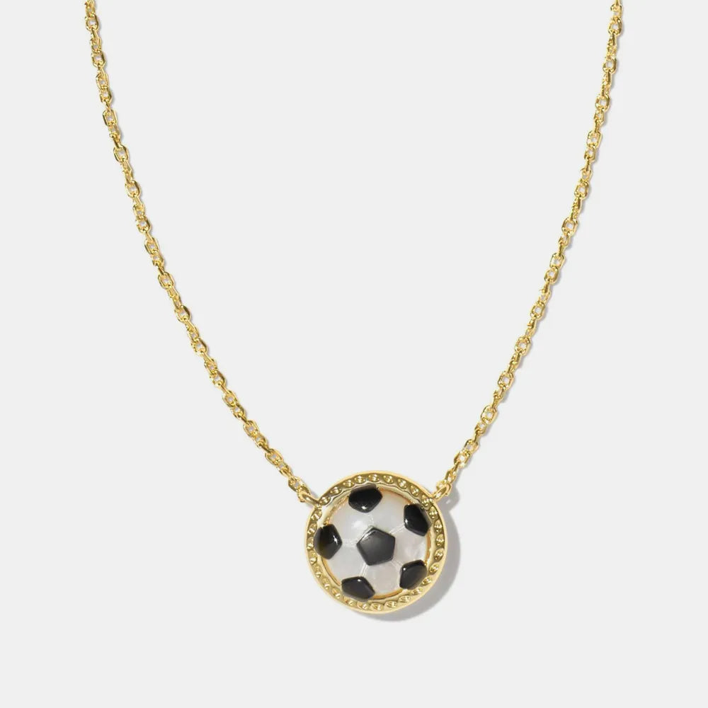 Sporty Element Resin Necklace Soccer Gold One Size