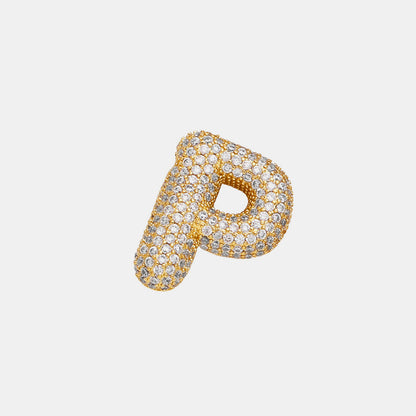 Inlaid Zircon Bubble Initial Necklace Style P One Size