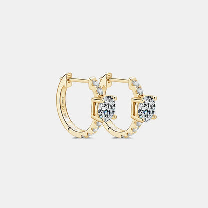 2.36 Carat Moissanite Zircon 925 Sterling Silver Hoop Earrings Gold One Size