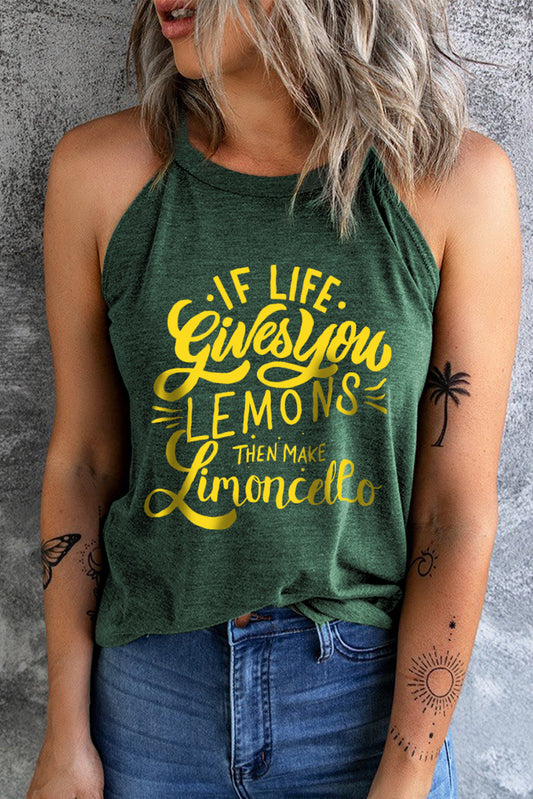 Slogan Graphic Round Neck Tank Forest