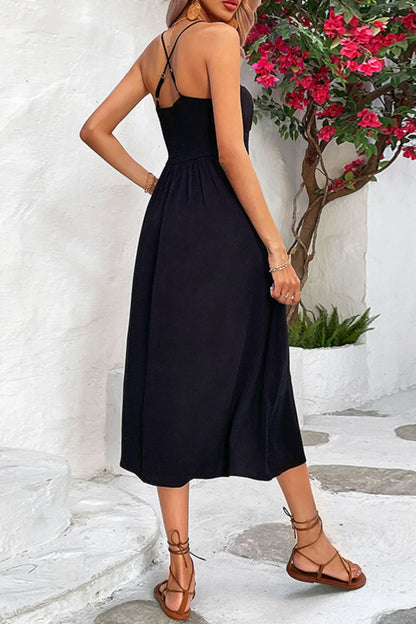 Perfee Spaghetti Strap Scoop Neck Midi Dress