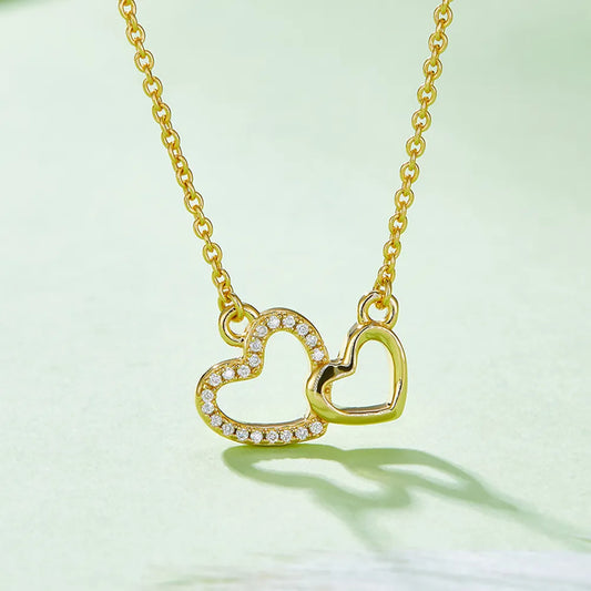 Moissanite 925 Sterling Silver Heart Necklace Gold One Size
