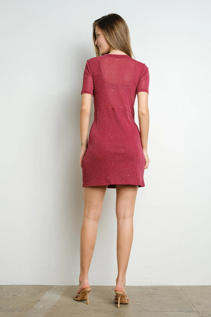 BiBi Twisted Front Glitter Mini Dress