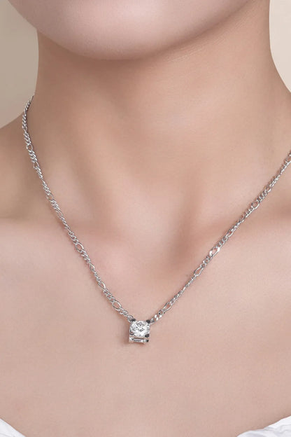 2 Carat Moissanite 925 Sterling Silver Pendant Necklace Silver One Size