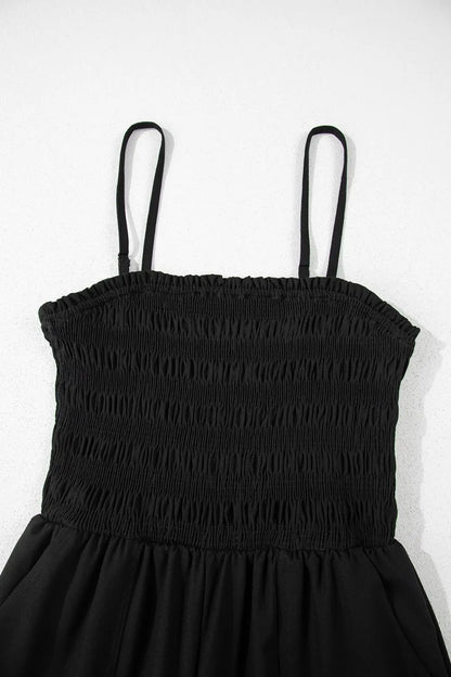Smocked Spaghetti Straps Wide Leg Jumpsuit