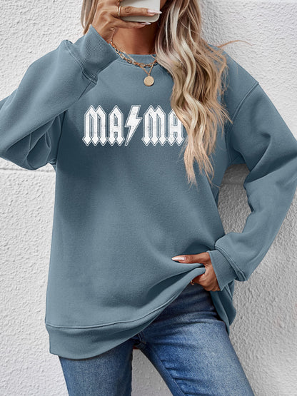 Letter Graphic Dropped Shoulder Sweatshirt Air Force Blue