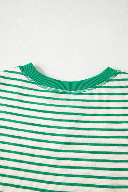 Striped Flounce Sleeve Casual Blouse