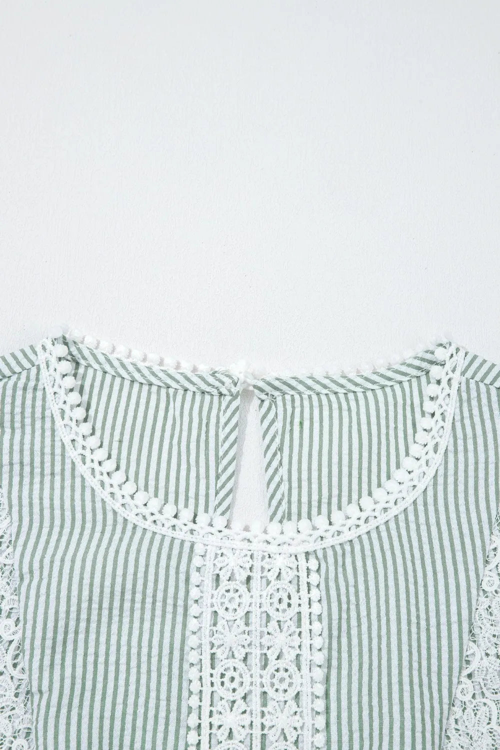 Striped Lace Trim Sleeveless Blouse